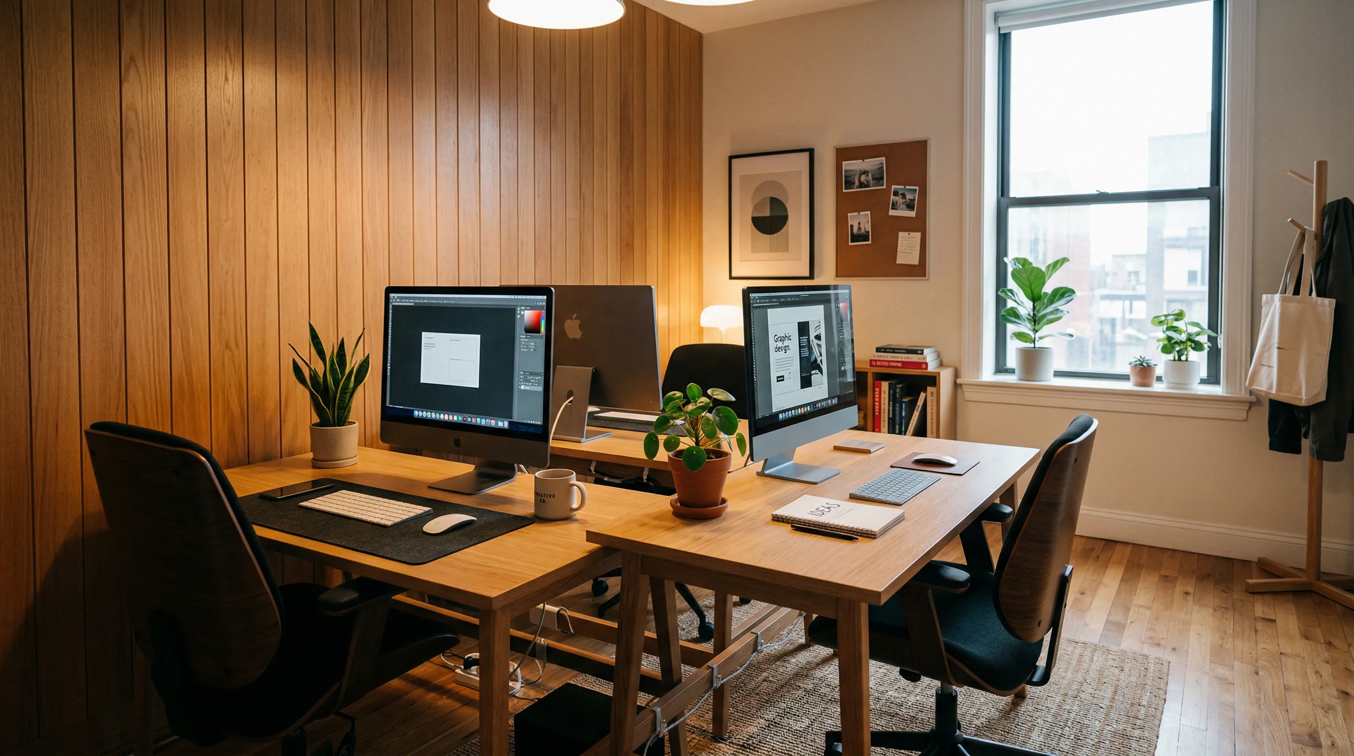 Brilliant Digital studio — two-desk creative agency workspace